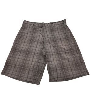 Nike Golf Tour Performance Dri-Fit Men's 38 Black‎ Gray Plaid Shorts Stretch